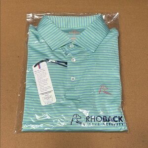 Rhoback Green Polo Shirt Classic Striped Design